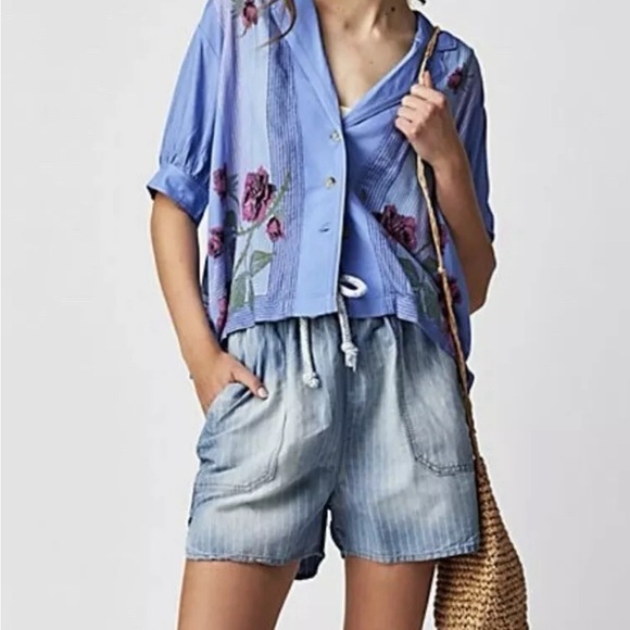 Free People x Dr. Collectors Striped Weekend Shorts - Picture 1 of 7